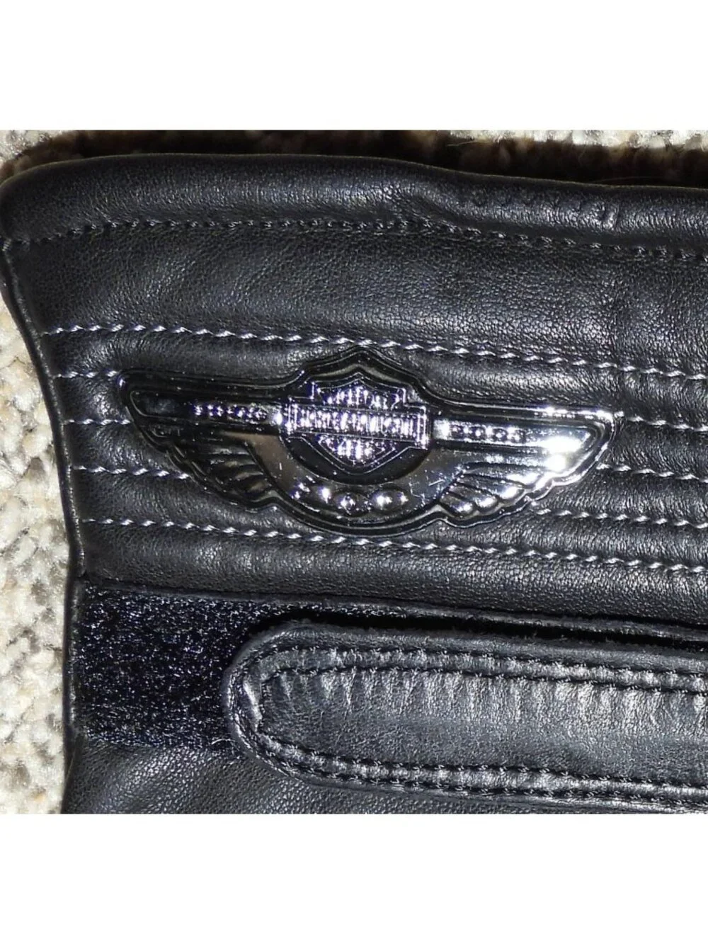 Harley Davidson 100th Anniversary 2003 Leather Gauntlet Gloves Black Small